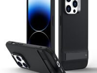 ESR for iPhone 14 Pro Case with Adjustable Stand, Military-Grade Drop Protection, 3 Stand Modes, TPU, Supports Wireless Charging, Boost Slim Patented Metal Kickstand Phone Back Cover, Black
