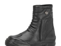 Eego Italy Rider Goat, Water Resistant Biker boot/Motorcycle riding boot, real leather upper & anti slip sole with steel toe protection, padded in socks, 3M Reflectors,lace free and walkable with shin and ankle protection