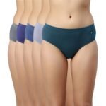Enamor Stretchable Cotton Hipster Panties for Women, Full Coverage Grip Fit Inner Elastic with Antimicrobial & Stain Release Technology - Color and Print May Vary - CR17 (Pack of 5)