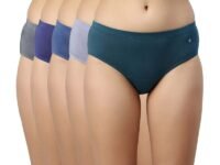 Enamor Stretchable Cotton Hipster Panties for Women, Full Coverage Grip Fit Inner Elastic with Antimicrobial & Stain Release Technology - Color and Print May Vary - CR17 (Pack of 5)