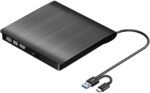 External DVD Drive Player, USB 3.0 USB-C Portable CD/DVD +/-RW Disk Burner, ROM Reader Writer for Laptop Desktop PC