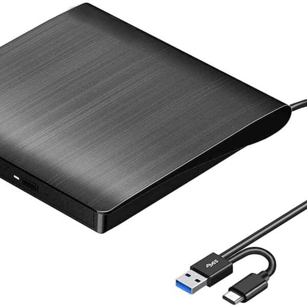 External DVD Drive Player, USB 3.0 USB-C Portable CD/DVD +/-RW Disk Burner, ROM Reader Writer for Laptop Desktop PC
