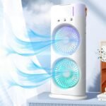 Exxelo USB Rechargeable Double-Ended Spray Fan | Mini Cooling Desk Fan with Water Mist for Home, Office & Travel | 15-Year Warranty | Ideal for Summer & Gifting