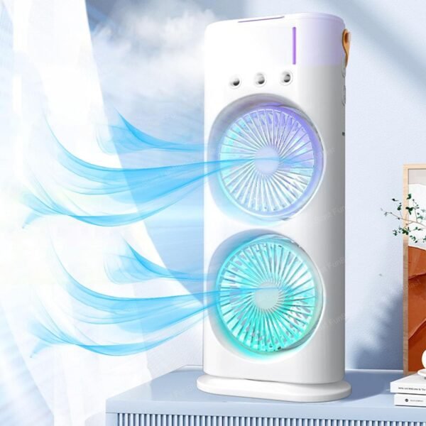 Exxelo USB Rechargeable Double-Ended Spray Fan | Mini Cooling Desk Fan with Water Mist for Home, Office & Travel | 15-Year Warranty | Ideal for Summer & Gifting