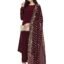 FIORRA Women's Maroon Poly Crepe Straight Kurta with Pant and Dupatta