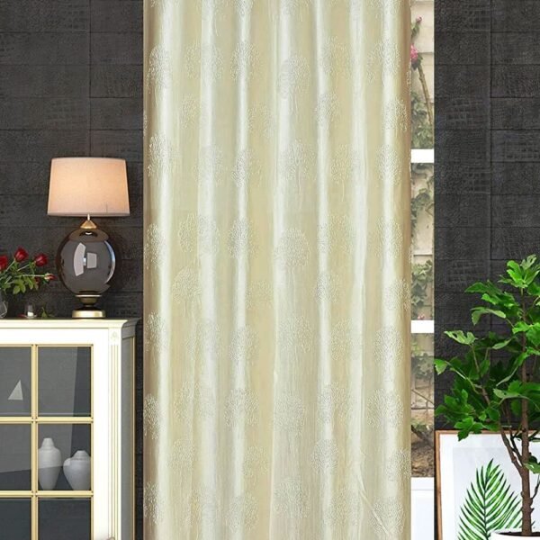 FRESH FROM LOOM Window Floral Blackout Curtains 5 Feet Long,High Tenacity Yarn Polyester Grommet Punch Premium Screens for Home Office,Prada for Living Room Bedroom,Dust Repellent(Cream,1pc Only)