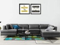 FURNY - Hamilton 7 Seater Leatherette U Shaped Corner Sofa Set (Dark Grey)