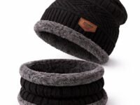 Fitness Mantra® Sports Winters Cap & Muffler for Men & Women| Beanie Cap| 1 Set| (Black)