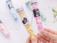 Flower Design Tube Shape Bottle Paper Soap Clean Soft Bath For Travel (Pack Of 2)(ASSORTED)
