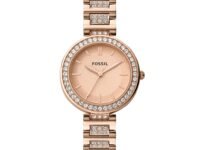 Fossil Stainless Steel Women Karli Rose Gold Dial Analog Watch Bq3181, Rose Gold Band