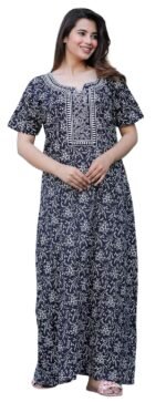 G4Girl Pure Cotton Embroidery Nighty for Women's | Night Gown | Nighty | Nightdress | Maxi | Sleepwear | Jaipuri Nighty | Nighties | Gown