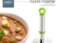 GANESH Stainless Steel Potato Crusher Vegetable Smasher Pav Bhaji Masher with Handle for Effortless Kitchen Uses (Pack of 1, Assorted)