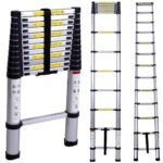GOBBLER 7.2m (24 ft) Portable & Compact Ultra-Stable Aluminium Telescopic Ladder Multipurpose Step Ladder for Home & Outdoor use; 16 Steps (GB-TL15 7.2m)