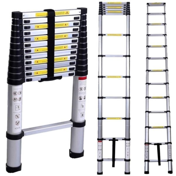 GOBBLER 7.2m (24 ft) Portable & Compact Ultra-Stable Aluminium Telescopic Ladder Multipurpose Step Ladder for Home & Outdoor use; 16 Steps (GB-TL15 7.2m)