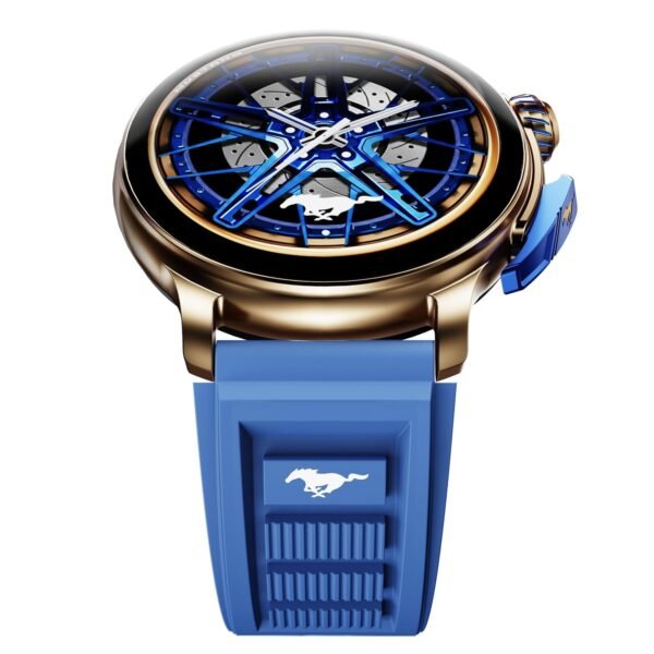GOBOULT Mustang Racer Smart Watch 1.43'' AMOLED Display, Rotating Bezel, BT Calling, 150+Watchfaces, 500 Nits Brightness, AI Voice Assistant, SpO2 Monitoring, 120+ Sports Mode (Apex Blue)