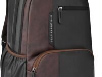 Gear Vintage Boxy Faux Leather Water Resistant Laptop Backpack, Black / Brown, L