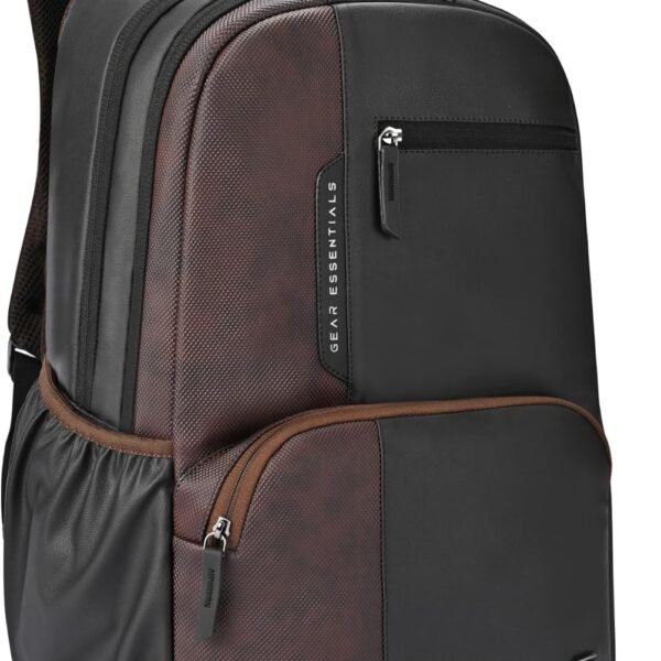 Gear Vintage Boxy Faux Leather Water Resistant Laptop Backpack, Black / Brown, L