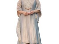 GoSriKi Women Roman Glass A-Line Kurta with Palazzo | Embroidered Kurta Set for Women | Round Neck A-Line Ethnic Kurta Palazzo Outfit for Casual Festive & Party