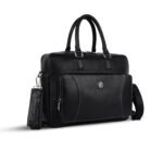 HAMMONDS FLYCATCHER Genuine Leather Laptop Bag for Men - Office Bag - Fits Up to 15.6 Inch Laptop - Laptop Messenger Bags/Leather Bag for Men with Adjustable Shoulder Strap and Trolley Strap - Black
