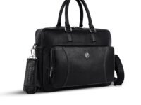 HAMMONDS FLYCATCHER Genuine Leather Laptop Bag for Men - Office Bag - Fits Up to 15.6 Inch Laptop - Laptop Messenger Bags/Leather Bag for Men with Adjustable Shoulder Strap and Trolley Strap - Black