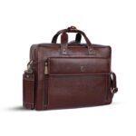 HAMMONDS FLYCATCHER Genuine Leather Office Bag for Men, 15.6" Leather Laptop Bag for Men for Office, Travel, Daily Use, Adjustable Strap & Multi Compartments - 1 Year Warranty - Brown Walnut