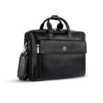 HAMMONDS FLYCATCHER Genuine Leather Office Bag for Men, 15.6" Professional Leather Laptop Bag for Men for Office, Travel, Daily Use, Adjustable Strap & Multi Compartments - 1 Year Warranty - Black