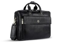 HAMMONDS FLYCATCHER Genuine Leather Office Bag for Men, 15.6" Professional Leather Laptop Bag for Men for Office, Travel, Daily Use, Adjustable Strap & Multi Compartments - 1 Year Warranty - Black
