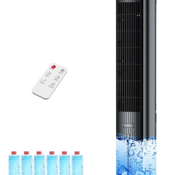 HIFRESH 107CM Tower Fans w/Cooling, Memory & Aroma Function, Remote & Touch Screen, 4 Modes & 3 Speeds,15H Timer, 4.2L Dual Tanks, 6 Ice Pack, 22Ft Air Throw, Low Power Consumption Tower Fan for Room