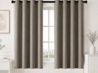 HOMEMONDE Premium Blackout Curtains Window 6 Feet - True Room Darkening Heavy Curtain Set of 2, Thermal Insulation & Noise Reduced Drapes 84 Inches Long - (Urban Ash, 182 x 118 CM)