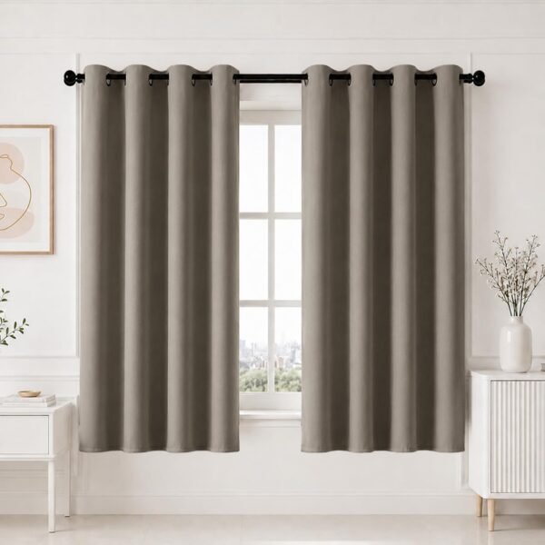 HOMEMONDE Premium Blackout Curtains Window 6 Feet - True Room Darkening Heavy Curtain Set of 2, Thermal Insulation & Noise Reduced Drapes 84 Inches Long - (Urban Ash, 182 x 118 CM)