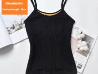 HSR Women's Thermal Underwear Tops Thicken Plus Velvet Camisole Apricot Sexy Stretchy Slim-Fit Body Shaper Vest Shirt (Free Size) (Bust Size : 66 to 90 CM) Stretchable