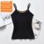 HSR Women's Thermal Underwear Tops Thicken Plus Velvet Camisole Apricot Sexy Stretchy Slim-Fit Body Shaper Vest Shirt (Free Size) (Bust Size : 66 to 90 CM) Stretchable