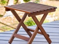 Handmade Wooden Outdoor Adirondack Natural Brown Foldable Coffee Table, Patio End Table for Poolside Garden, Living Room, Bedroom, Small Spaces (Square) 13 Inch