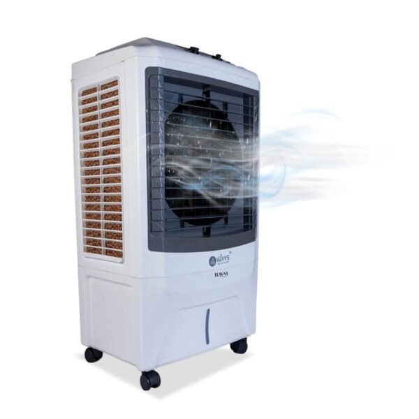 Havai 4 Way Personal Plus Cooler | 17-Inch Fan Blade | High Thrust Energy | 500 Sq. Ft Area Coverage | 25-Foot Air Throw | 80 Litre Tank | Three-Side Honeycomb Pads | 1-Year Warranty | Sleek Design