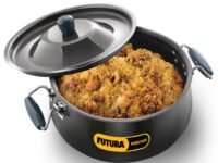 Hawkins Futura 12 Litre BigBoy Biryani Handi, Non Stick Pot with Hard Anodised Lid, Sauce Pan for Cooking and Serving Biriyani, Black (NBH12) Aluminium