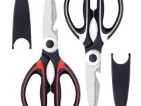 Heavy Duty Kitchen Shears, Stainless Steel Kitchen Scissors, Ultra Sharp Multi-functional Cooking Scissors for Chicken, Fish, Meat, Vegetables and Walnuts, Premium and Practical Tools, 2 Packs