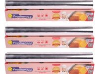 Hindalco Freshwrapp International Aluminium Foil 8 Meters, 18 microns (Pack of 3) |Food Packing, Wrapping , Storing , Serving and Cooking (Baking , Grilling , Roasting, Freezing)