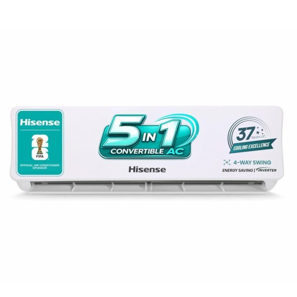 Hisense 1.5 Ton 3 star Inverter Split AC(Copper, 5-in-1 Convertible with Intelligent 4 modes, PM 2.5 filter, Anti corrosion, AS-18TR4R3E2, White ）
