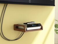 Home Sparkle Engineered Wood Set Top Box Stand Wall Mount for Home Wall Shelf for Holding Speakers WiFi Router Game Console Remote Streaming Device (Brown)