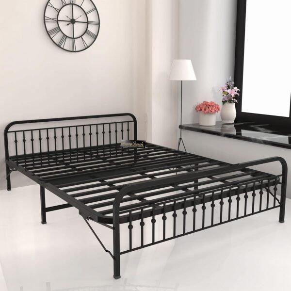 Honey Touch Nova Folding King Size Bed Without Mattress | No Assembly Required | Foldable Bed for Sleeping/Guests/Rented Apartments/Bedroom(6x6.25ft, Black)