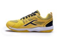 Hundred Unisex Adult Raze Badminton Shoes (Non Marking) | Lightweight & Durable | X-Cushion, Active Grip Sole, Toe Assist(Yellow/Dk Grey, 1 UK)