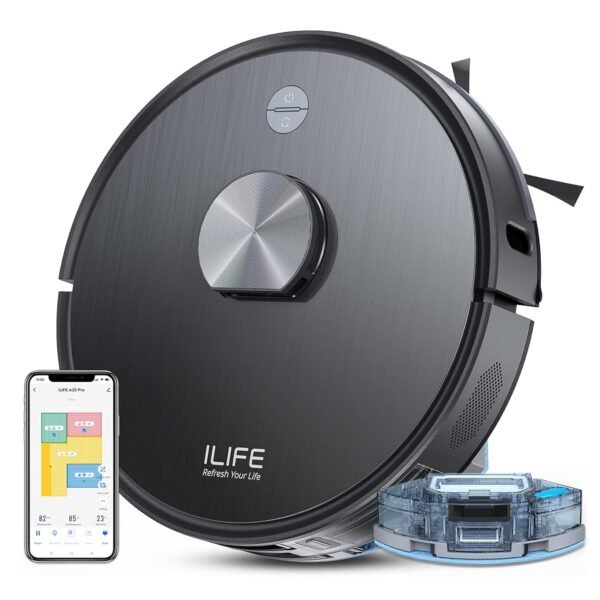ILIFE A20 Pro Robot Vacuum Cleaner with Advanced LiDAR Navigation, Strong Suction, Customised Cleaning Up to 4500sft, 5200mAh, WiFi App, Alexa, GH, Ideal for Cats, Dogs Hair