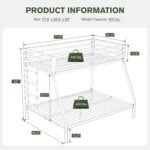 IMUsee Twin Over Full Bunk Bed Frame with Ladder, Metal Bed Frame with Full-Length Guardrail, Space-Saving Design, No Box Spring Needed, Noise Free, Matte Black