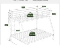 IMUsee Twin Over Full Bunk Bed Frame with Ladder, Metal Bed Frame with Full-Length Guardrail, Space-Saving Design, No Box Spring Needed, Noise Free, Matte Black