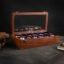 Indian Long-Lasting Wooden Watch Case – Luxury Organizer for 12 Large Men's & Women's Wristwatches Superior Rosewood Velvet-Lined Glass Display Box – Best Gift for Husband & Father