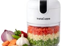 InstaCuppa Mini Electric Chopper for Kitchen, 50% Longer Use 1800 mAh Battery Onion Cutter, USB-C Garlic Mincer for 50% Faster Charging, 45 W Fast Vegetables Chopping for Busy Moms, 250 ML