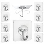JIALTO Adhesive Hooks 10 Pcs Transparent Adhesive Wall Hangings for Home Decoration | 5kg Weight Capacity | Wall Decor Hanging Products Kitchen Towel