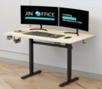 JIN OFFICE Octave Electric Height Adjustable Desk | Standing Desk, 80 Kg Wt. Cap, 2 Year Warranty| Sit Stand Table with Cup Holder, Memory Preset| Stability Crossbar| Maple 1500*750mm/25mm Thick Top