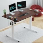JIN OFFICE Octave Height Adjustable Table Electric | Standing Desk, 2 Year Warranty, 80 Kg Wt. Cap| Sit Stand Desk with Memory Preset, Cup Holder| Stability Crossbar| Brown 1200*750mm/25mm Thick Top