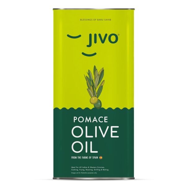 Jivo Pomace Olive Oil 5 Litre Tin for Everyday Cooking | Imported From Spain | Recommended for roasting, frying, and baking all types of cuisines | Rich in MUFA | Low in Saturated Fat.